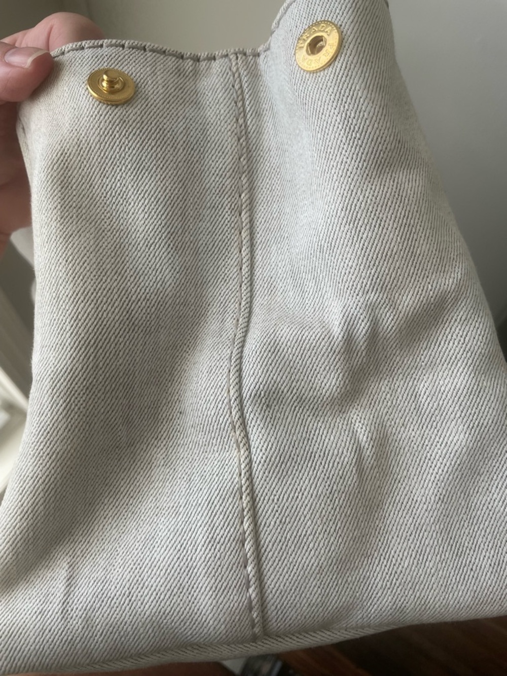 PRADA Gray Canvas Tote with Original Shoulder Strap - Picture 13 of 14